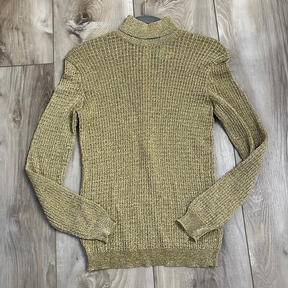 VTG/SAKS Gold Metallic Turtleneck Sweater- Size 14